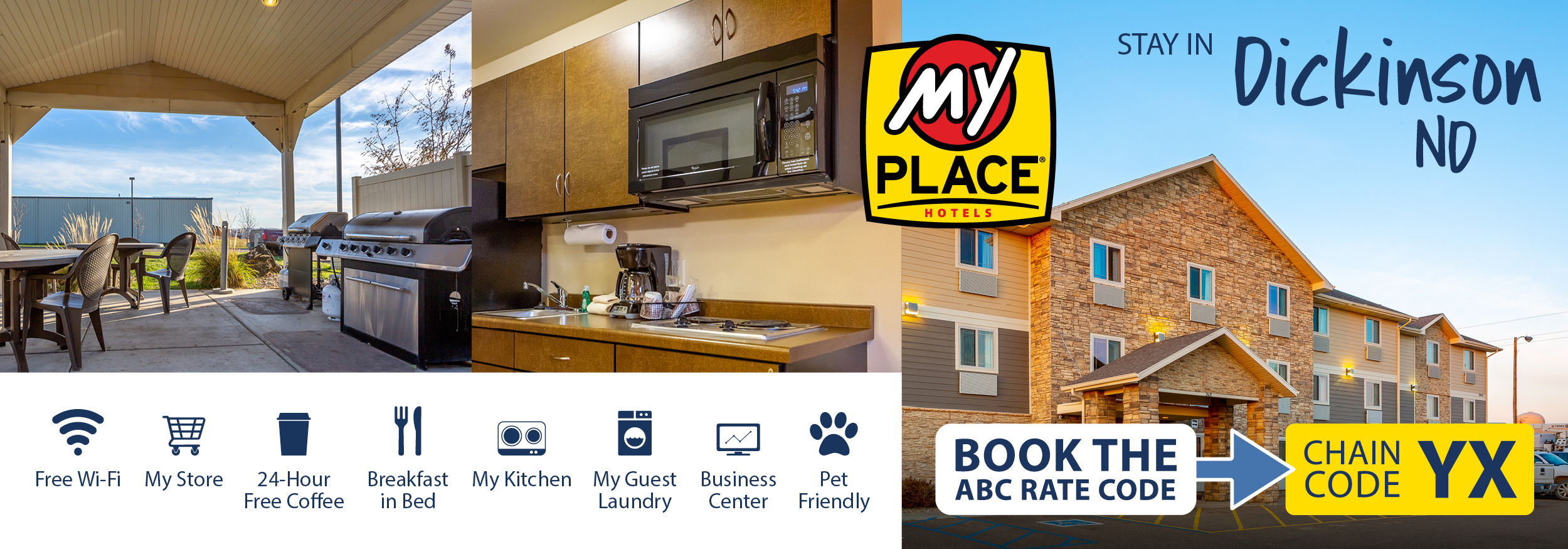 My Place Hotel-Dickinson will provide all the comforts you require.